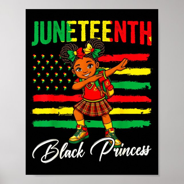 Póster Niña afro de Juneteenth haciendo dabbing princesa  (Frente)