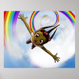 Póster Niña afroamericana feliz