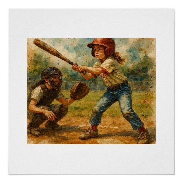 Póster Niña al bate,  (Anverso)
