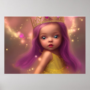 Póster Niña bebé linda alas de mariposa morado rosa 2