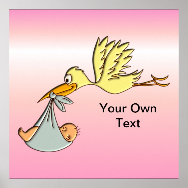 Póster Niña bebé recién nacida - Un parto de cigüeñas vol (Frente)