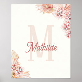 Póster Niña Bohemia Nombre Monograma Inicial Nursera