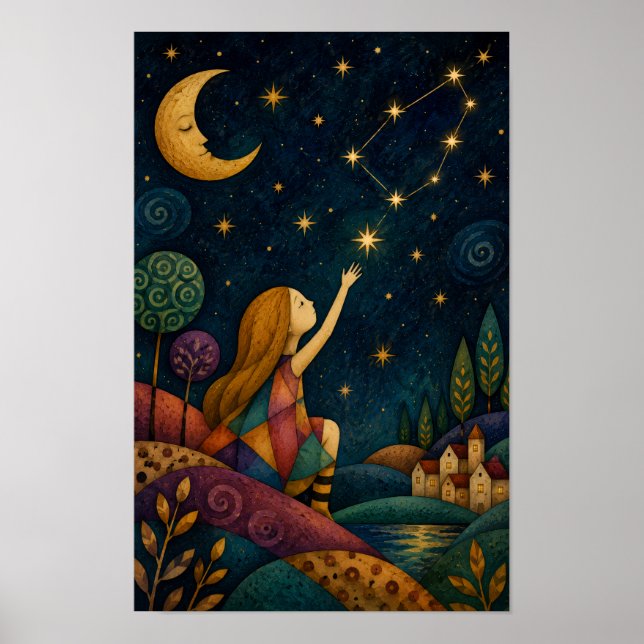 PÓSTER NIÑA CAPRICHOSA ALCANZANDO LAS ESTRELLAS (Frente)
