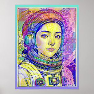 PÓSTER NIÑA CIENTÍFICA DE COHETES