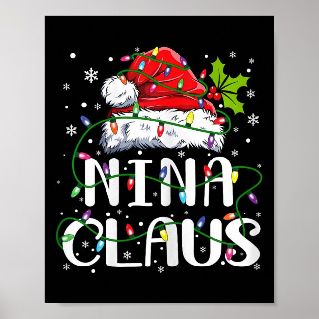 Póster Nina Claus Navidades Santa Hat Familia Xma (Frente)
