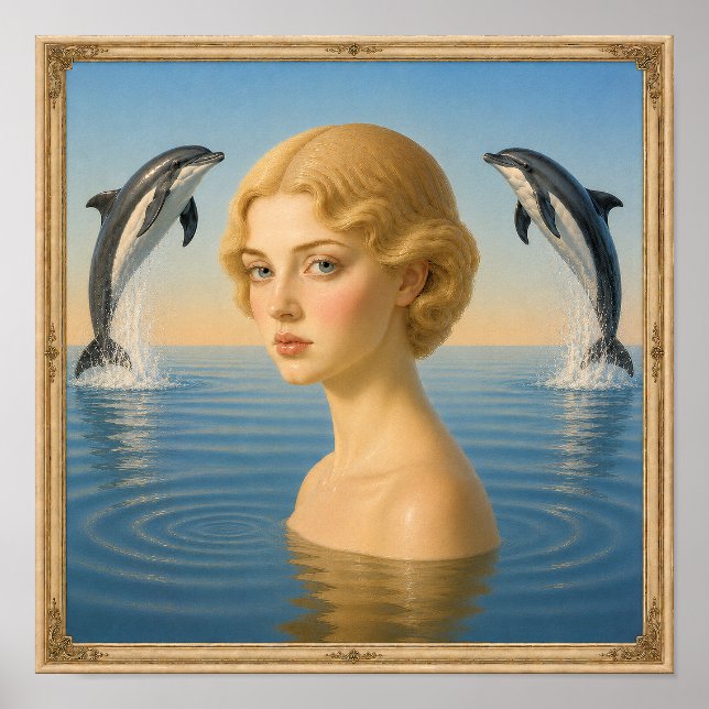 Póster Niña con delfines (Frente)