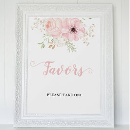 Póster Niña con flores rosadas favorece el Rótulo de Baby