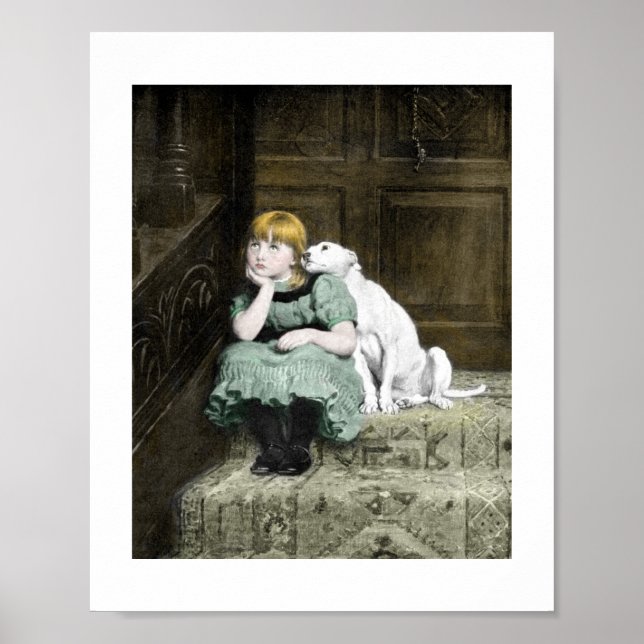 Póster Niña con perro blanco (Frente)