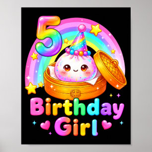 Póster niña cumpleaños 5 muñeca kawaii pastel anime 5