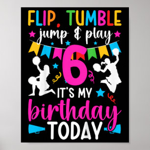 Póster Niña de 6 años de edad animadora cumpleaños infant