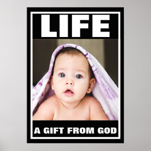 PÓSTER NIÑA DE BEBÉ PROVIDA CON BLANQUETA