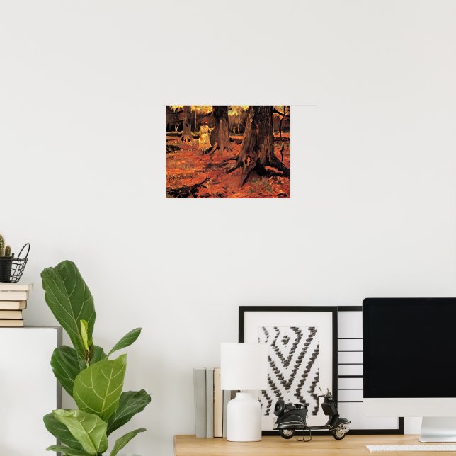 Póster Niña de Blanco en el Bosque (Oficina en casa)