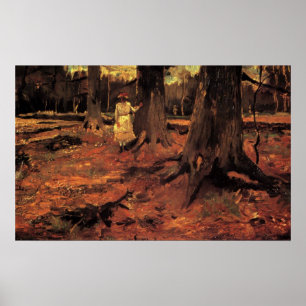 Póster Niña de blanco en el bosque por Vincent van Gogh