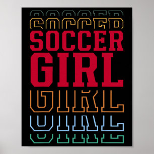 Póster Niña de fútbol Texto en capas divertido Hija Jóven