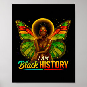 Póster Niña de la mariposa afroamericana soy negra