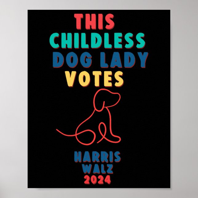 Póster Niña de perro sin hijos vota por Kamala - Harris W (Frente)