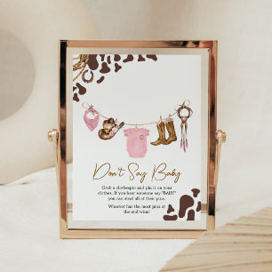 Póster Niña de vaca Baby Shower no dice bebé
