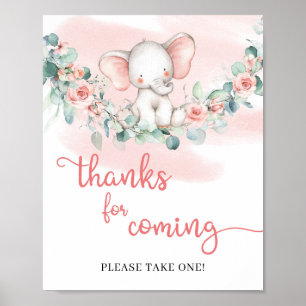 Póster Niña Elefante eucalipto gracias por venir