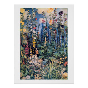 Póster Niña en el jardín de flores, Jessie Willcox Smith