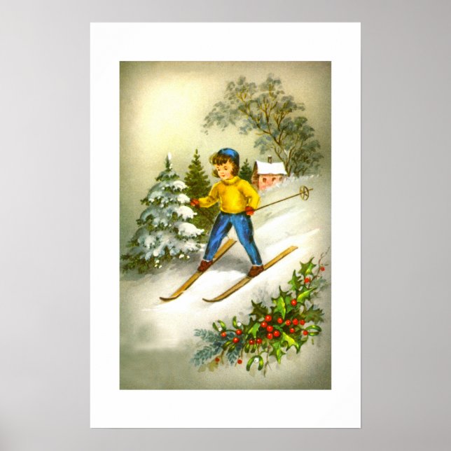 Póster Niña esquiando (Frente)