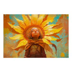 Póster Niña Girasol