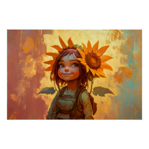 Póster Niña Girasol