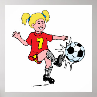 Póster Niña jugando al fútbol