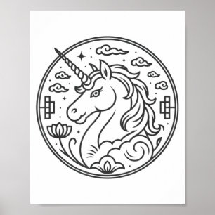 Póster Niña linda del año del caballo 2026 ama el zodíaco
