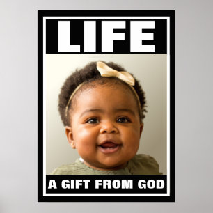 PÓSTER NIÑA NEGRA NEGRA SONRIENTE A FAVOR DE LA VIDA