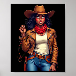 Póster Niña negra Texas Western Rodeo Melanin Black Hi
