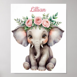 Póster Niña Nursery Cute Elephant