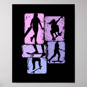 Póster Niña Patinadora Chica Patineta Niños Patinando