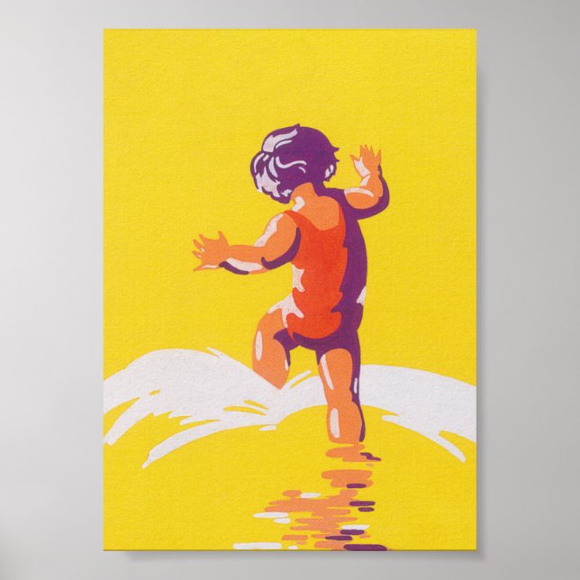 Póster Niña pequeña caminando en un afiche de la época de (Frente)