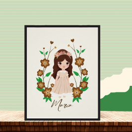 Póster Niña pequeña con flores