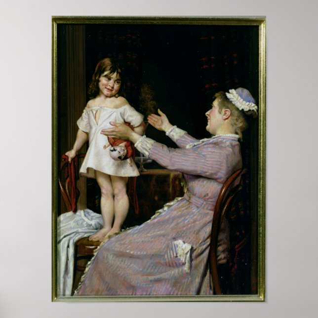 Póster Niña pequeña con muñeca y su enfermera, 1896 (Frente)