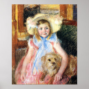 Póster Niña pequeña con Poster de perro