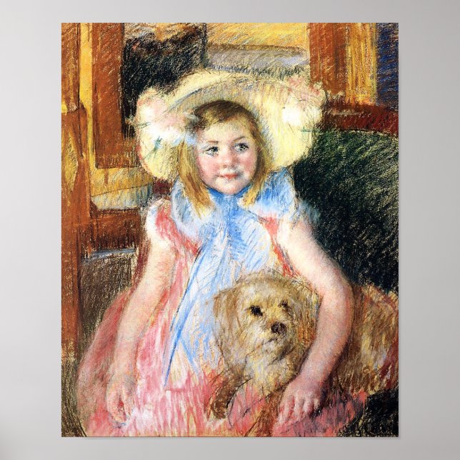 Póster Niña pequeña con Poster de perro (Frente)