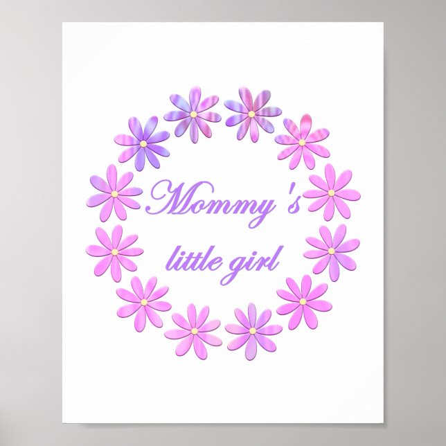 Póster Niña pequeña de mamá (flores rosadas) (Frente)
