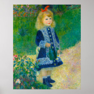 Póster Niña pequeña de Renoir de azul con lata de agua