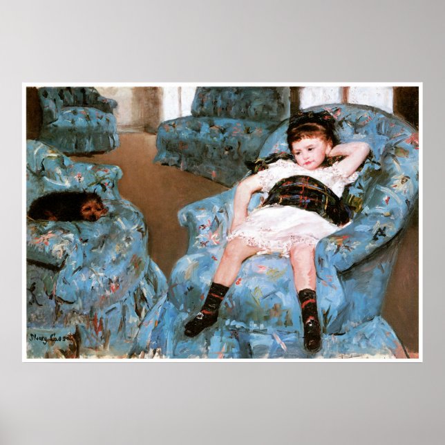 Póster Niña pequeña en un sillón azul, 1878 Mary Cassatt (Frente)