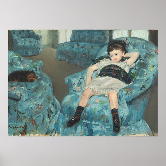Póster Niña pequeña en un sillón azul, 1878 (oi) (Frente)
