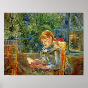 Póster Niña pequeña leyendo por Berthe Morisot