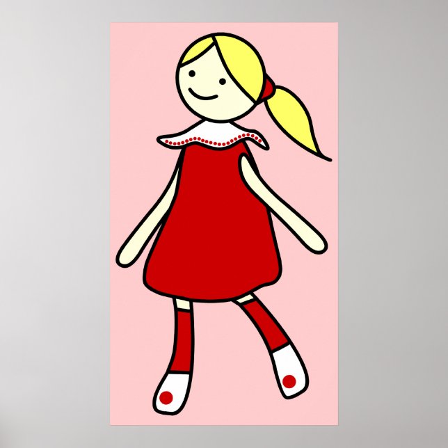 Póster Niña pequeña vestida de rojo (Frente)
