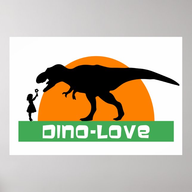 Póster Niña pequeña y dinosaurio (Frente)