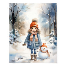 Niña pequeña y su nieve