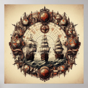 Póster Nina - Pinta - Santa María - Cristóbal Colón