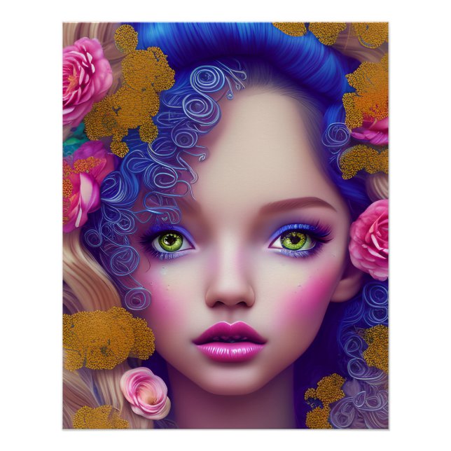 Póster Niña princesa de flor inspirada en la cultura ucra (Anverso)