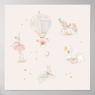 Póster Niña Princesa Rosa Bailarina de ballet Habitación