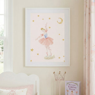 Póster Niña Princesa Rosa Bailarina Habitación de cuento 