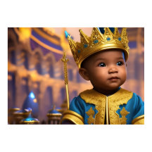 Niña príncipe niño paladar dorado corona azul étni